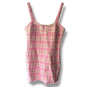 NWT! Endless Rose Pink Tweed Corset Mini Dress Strapless Large